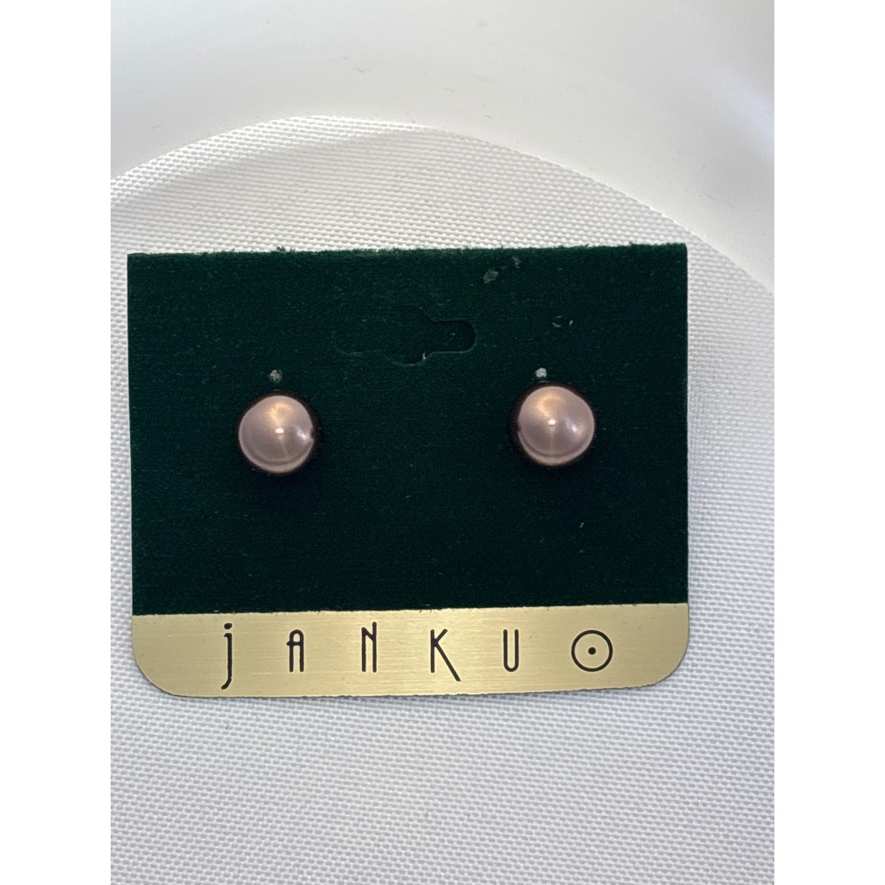 Stud Earrings Faux Pearl Mauve Brown Push Back Classic New with Tags